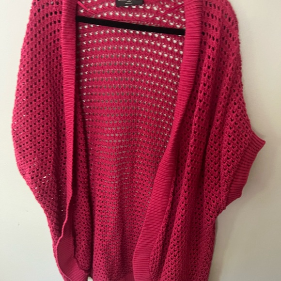 Lane Bryant Fuchsia Open-Knit Poncho - Picture 1 of 2